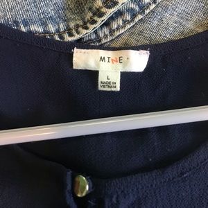 Navy blue blouse w/ gold button down